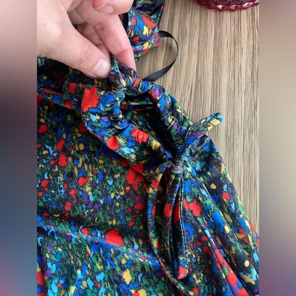 Louna Mini Dress Floral Green Red Sz XS Open Sides Sleeveless Stretch - Picture 13 of 16